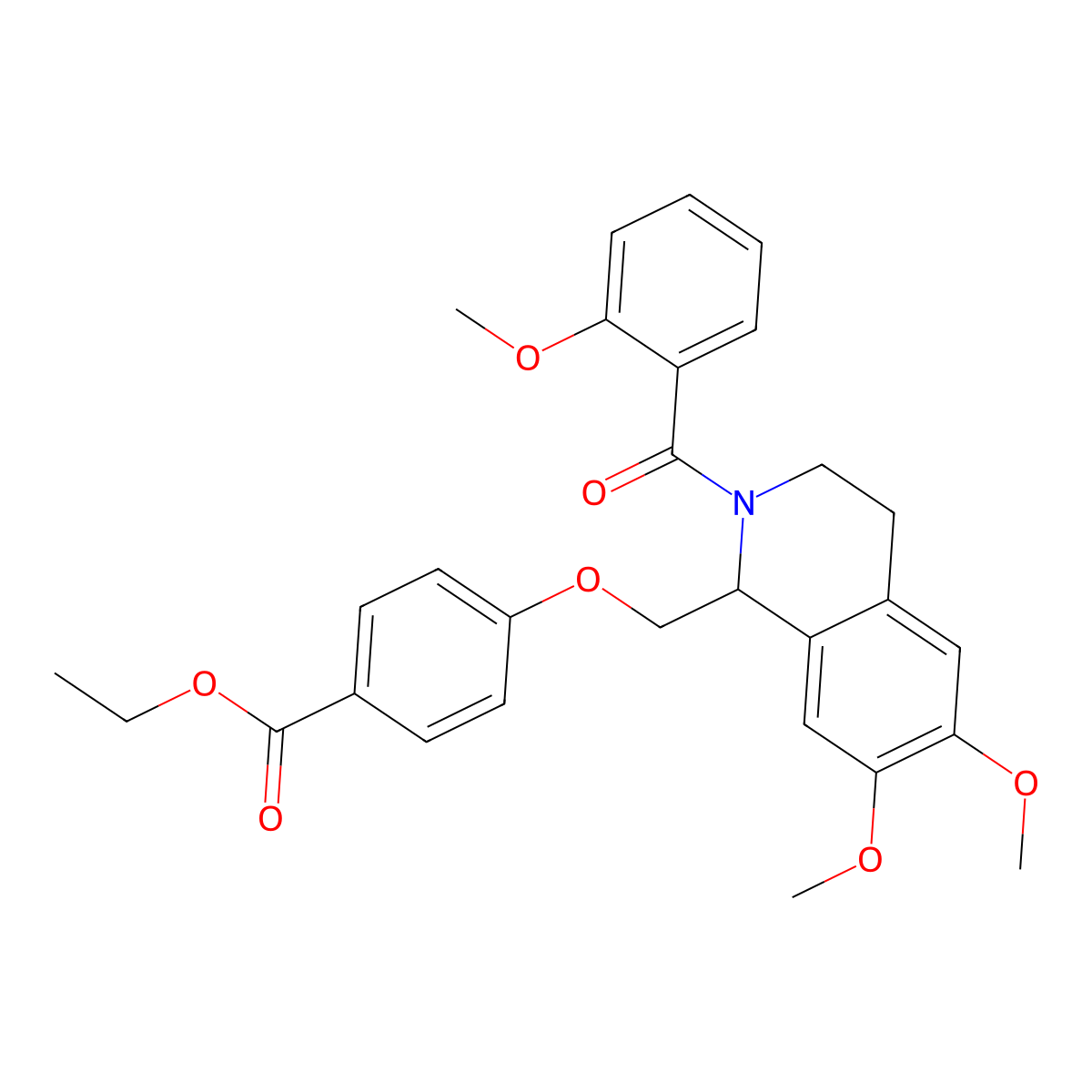 Ethyl 4-[[6,7-dimethoxy-2-(2-methoxybenzoyl)-3,4-dihydro-1H-isoquinolin-1-yl]methoxy]benzoate molecular structure, CAS 449766-54-5
