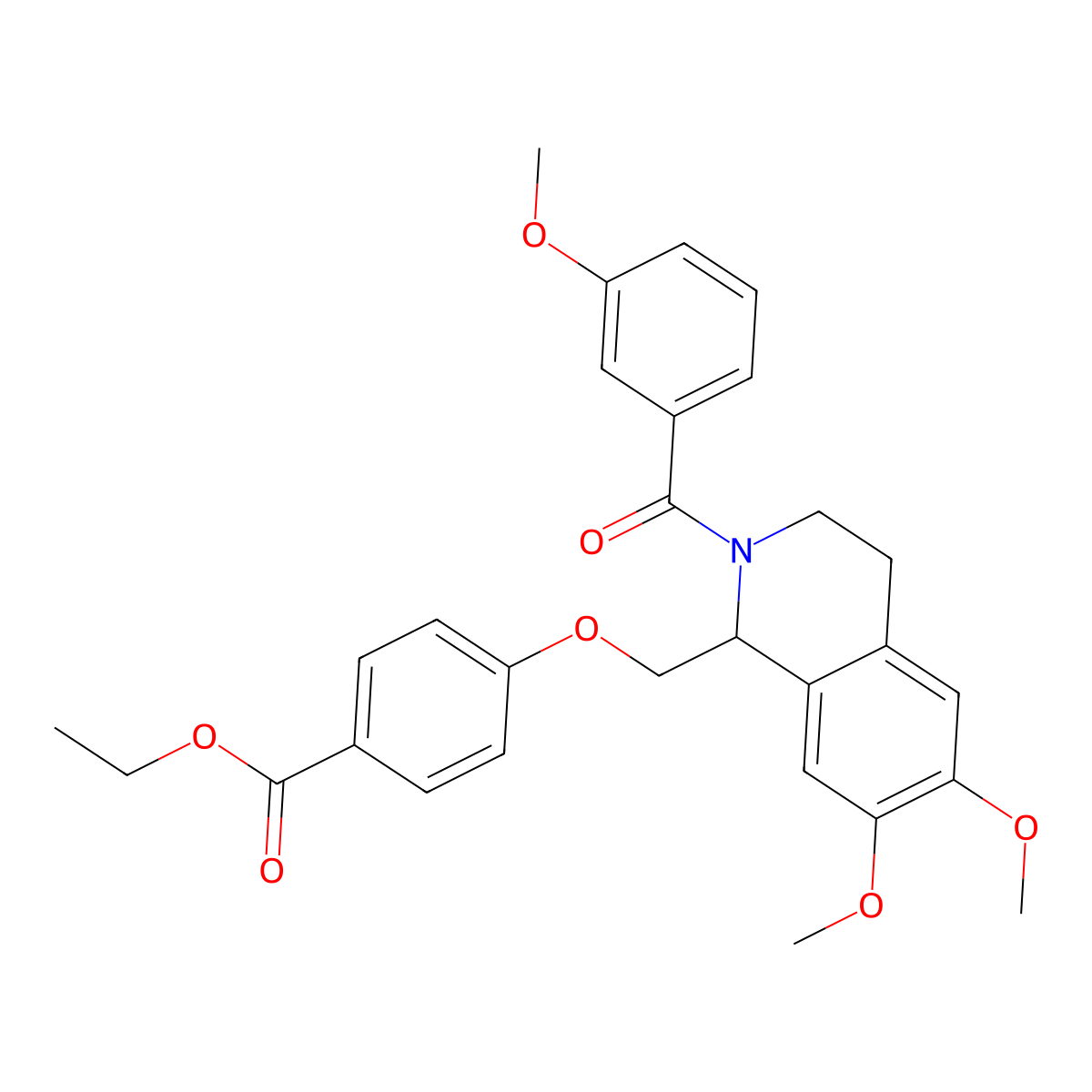 Ethyl 4-[[6,7-dimethoxy-2-(3-methoxybenzoyl)-3,4-dihydro-1H-isoquinolin-1-yl]methoxy]benzoate molecular structure, CAS 449766-61-4