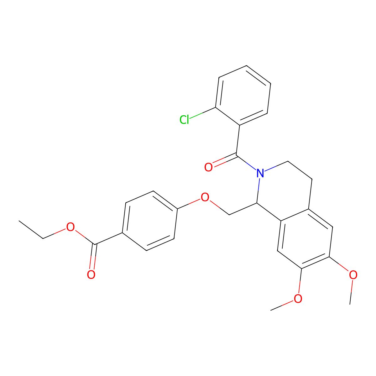 Ethyl 4-[[2-(2-chlorobenzoyl)-6,7-dimethoxy-3,4-dihydro-1H-isoquinolin-1-yl]methoxy]benzoate molecular structure, CAS 449766-62-5