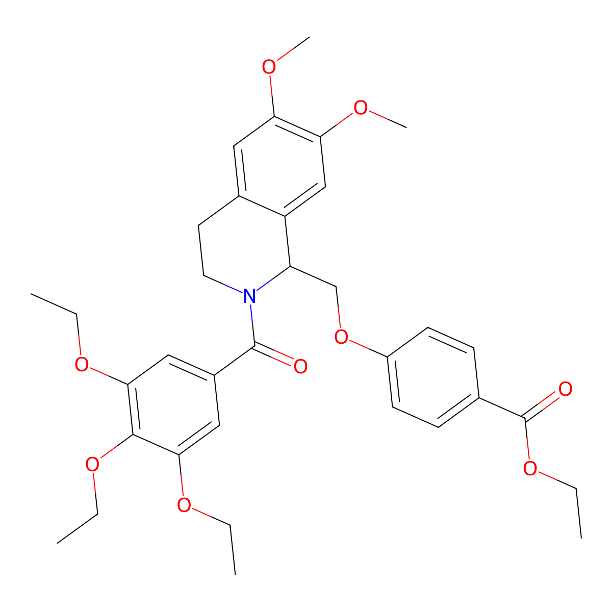 Ethyl 4-{[6,7-dimethoxy-2-(3,4,5-triethoxybenzoyl)-1,2,3,4-tetrahydroisoquinolin-1-yl]methoxy}benzoate molecular structure, CAS 449766-73-8