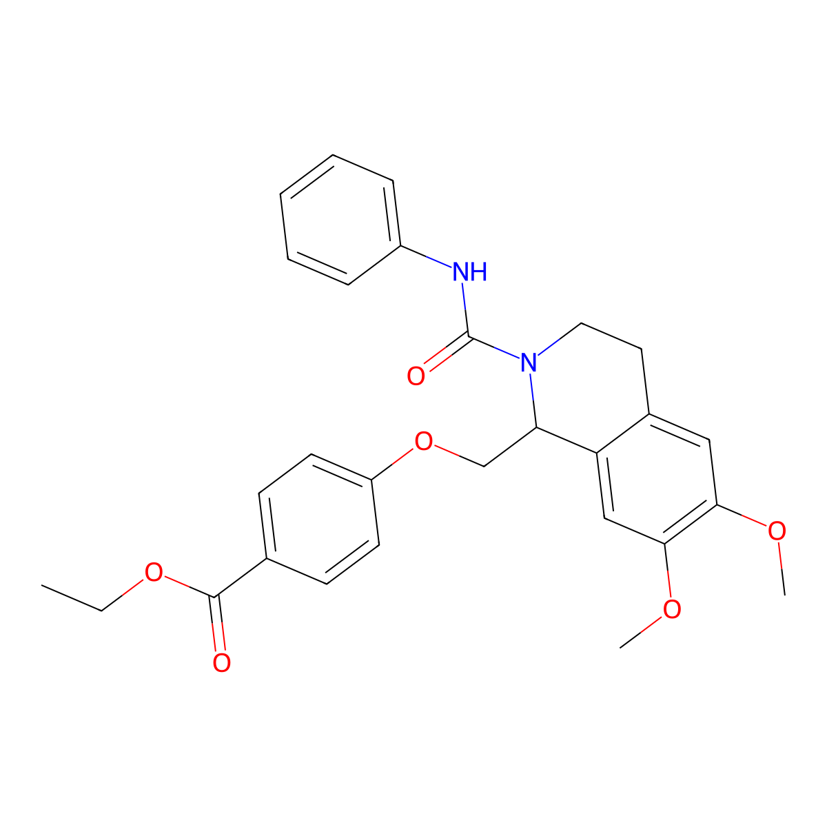 Ethyl 4-[[6,7-dimethoxy-2-(phenylcarbamoyl)-3,4-dihydro-1H-isoquinolin-1-yl]methoxy]benzoate molecular structure, CAS 449766-80-7