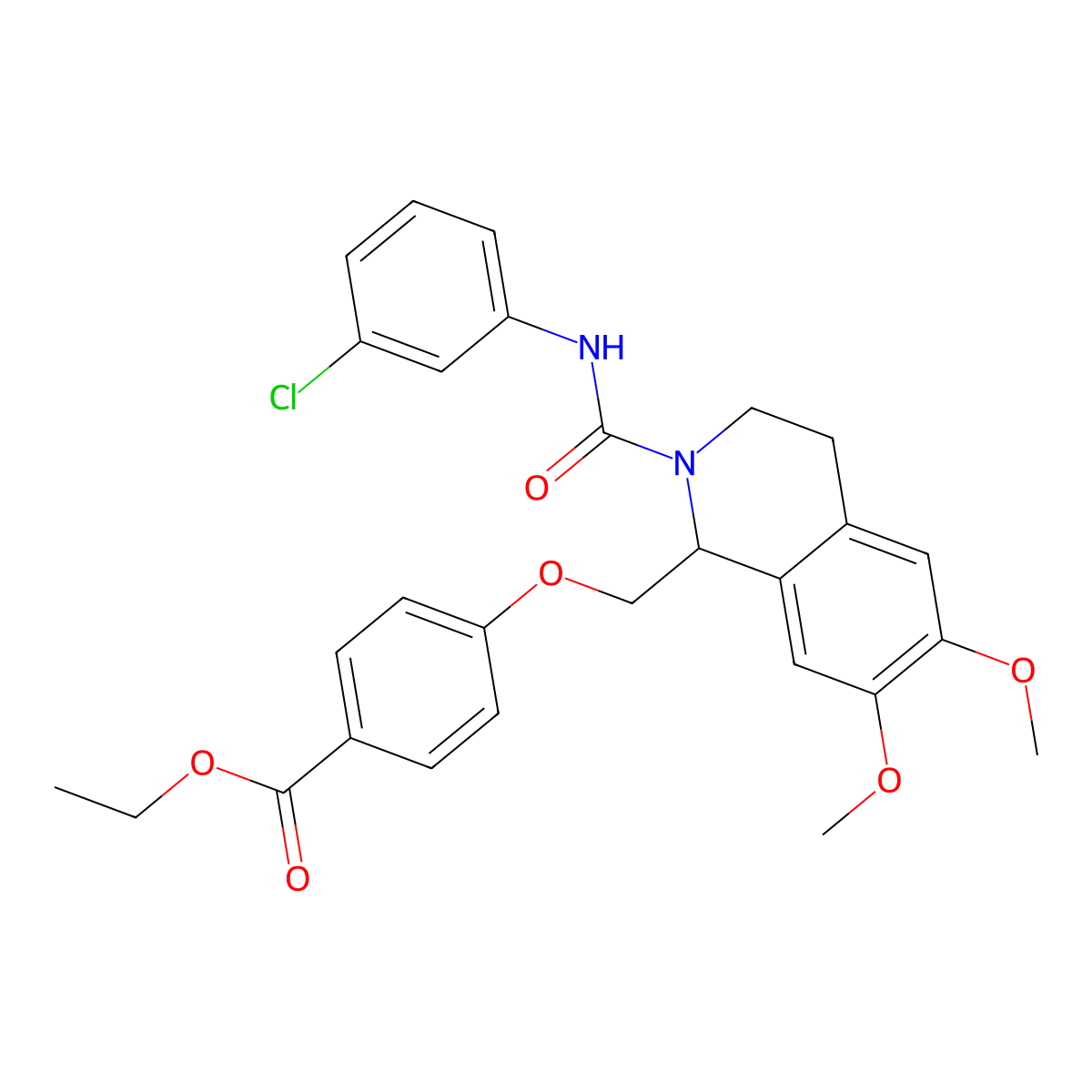 Ethyl 4-((2-((3-chlorophenyl)carbamoyl)-6,7-dimethoxy-1,2,3,4-tetrahydroisoquinolin-1-yl)methoxy)benzoate molecular structure, CAS 449766-82-9