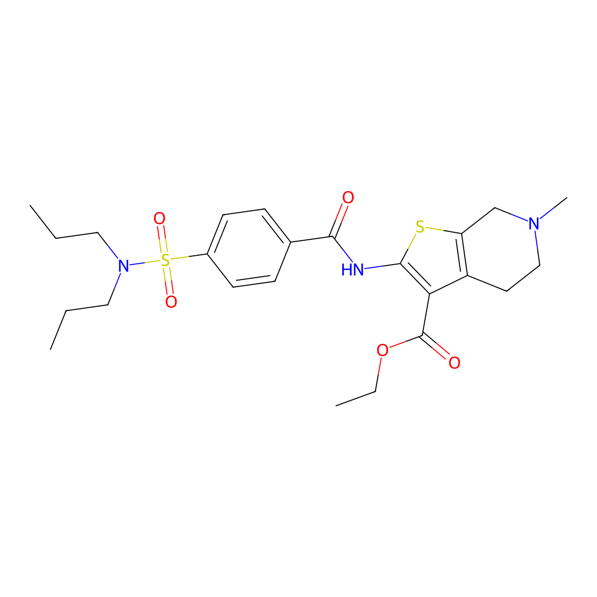 ethyl 2-(4-(N,N-dipropylsulfamoyl)benzamido)-6-methyl-4,5,6,7-tetrahydrothieno[2,3-c]pyridine-3-carboxylate molecular structure, CAS 449766-86-3