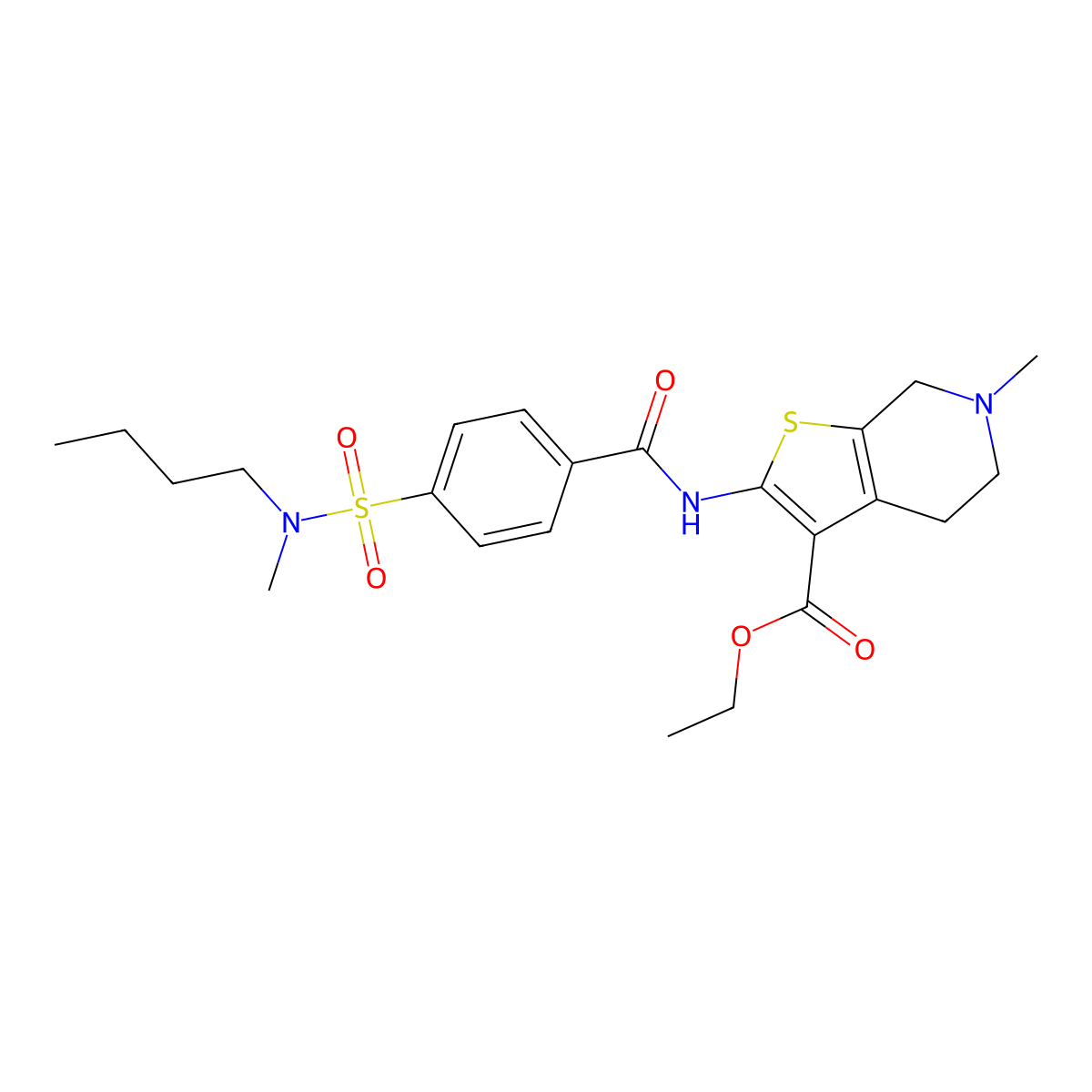 ethyl 2-(4-(N-butyl-N-methylsulfamoyl)benzamido)-6-methyl-4,5,6,7-tetrahydrothieno[2,3-c]pyridine-3-carboxylate molecular structure, CAS 449766-89-6