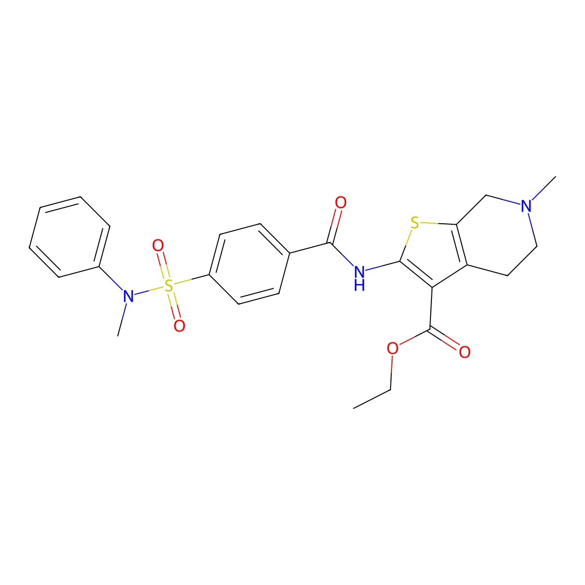 ethyl 6-methyl-2-(4-(N-methyl-N-phenylsulfamoyl)benzamido)-4,5,6,7-tetrahydrothieno[2,3-c]pyridine-3-carboxylate molecular structure, CAS 449766-91-0