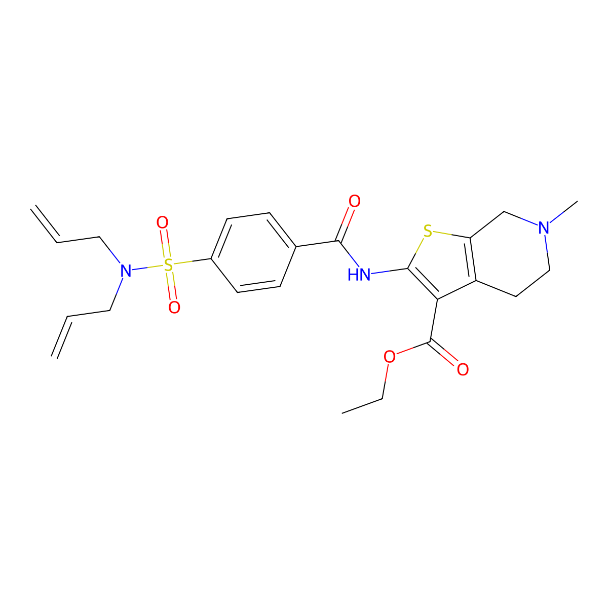 ethyl 2-(4-(N,N-diallylsulfamoyl)benzamido)-6-methyl-4,5,6,7-tetrahydrothieno[2,3-c]pyridine-3-carboxylate molecular structure, CAS 449766-93-2