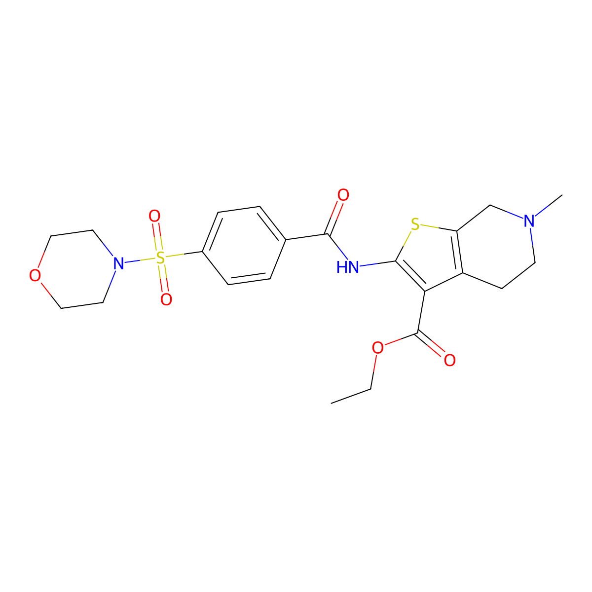 Ethyl 6-methyl-2-{[4-(morpholin-4-ylsulfonyl)benzoyl]amino}-4,5,6,7-tetrahydrothieno[2,3-c]pyridine-3-carboxylate molecular structure, CAS 449766-99-8