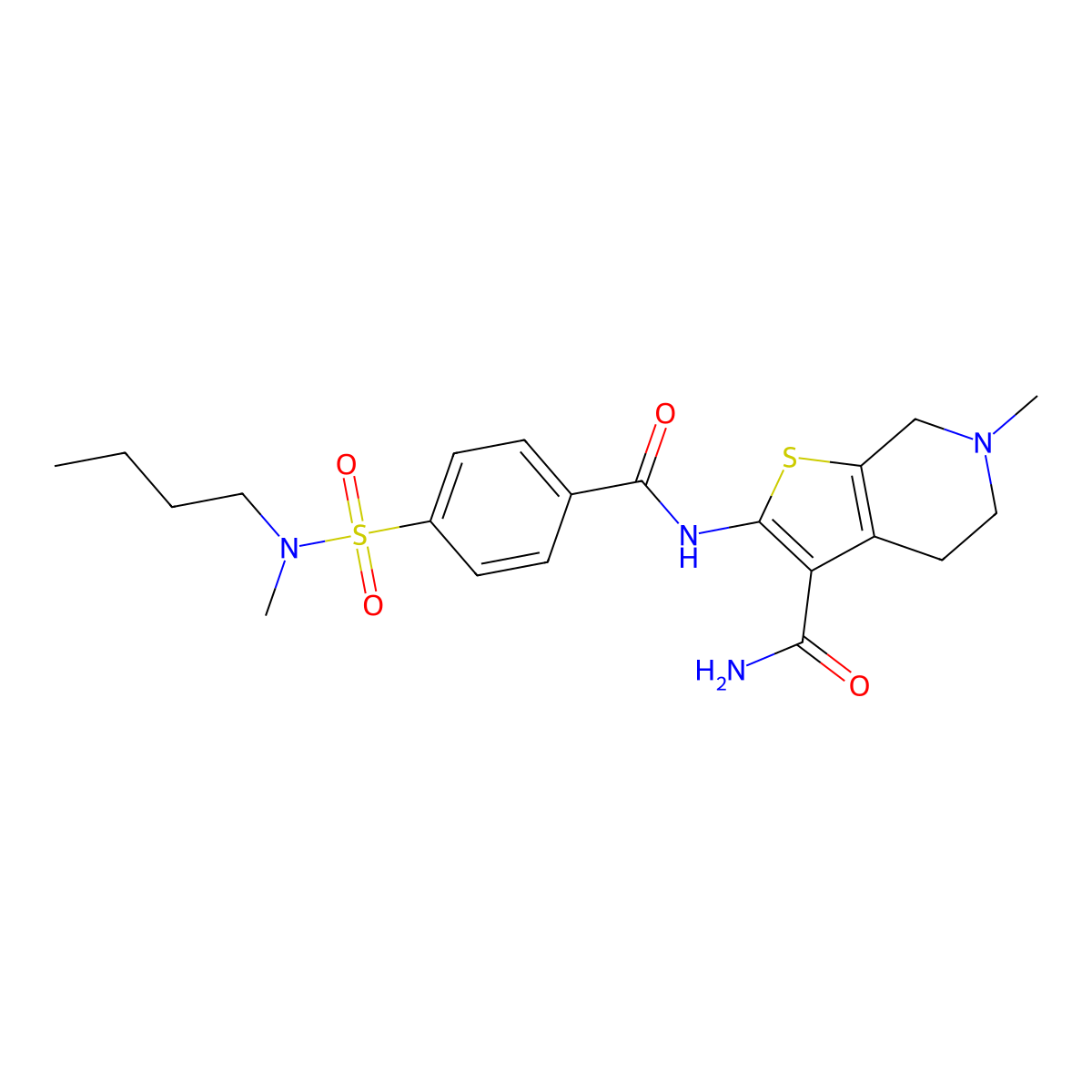 2-(4-(N-butyl-N-methylsulfamoyl)benzamido)-6-methyl-4,5,6,7-tetrahydrothieno[2,3-c]pyridine-3-carboxamide molecular structure, CAS 449767-09-3