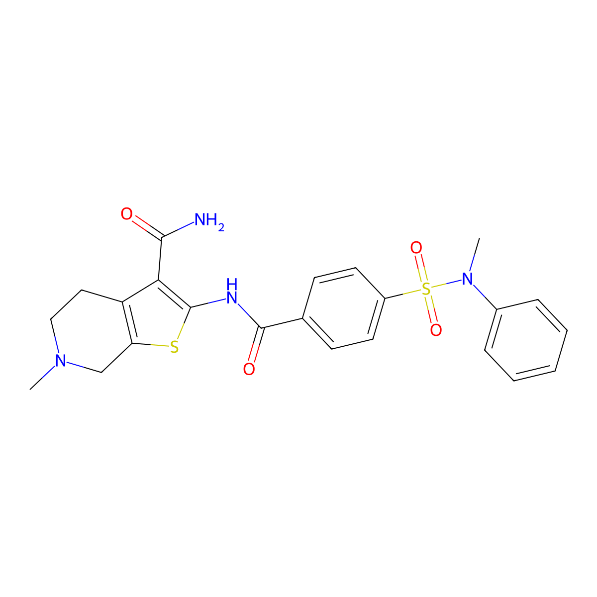 6-methyl-2-(4-(N-methyl-N-phenylsulfamoyl)benzamido)-4,5,6,7-tetrahydrothieno[2,3-c]pyridine-3-carboxamide molecular structure, CAS 449767-11-7
