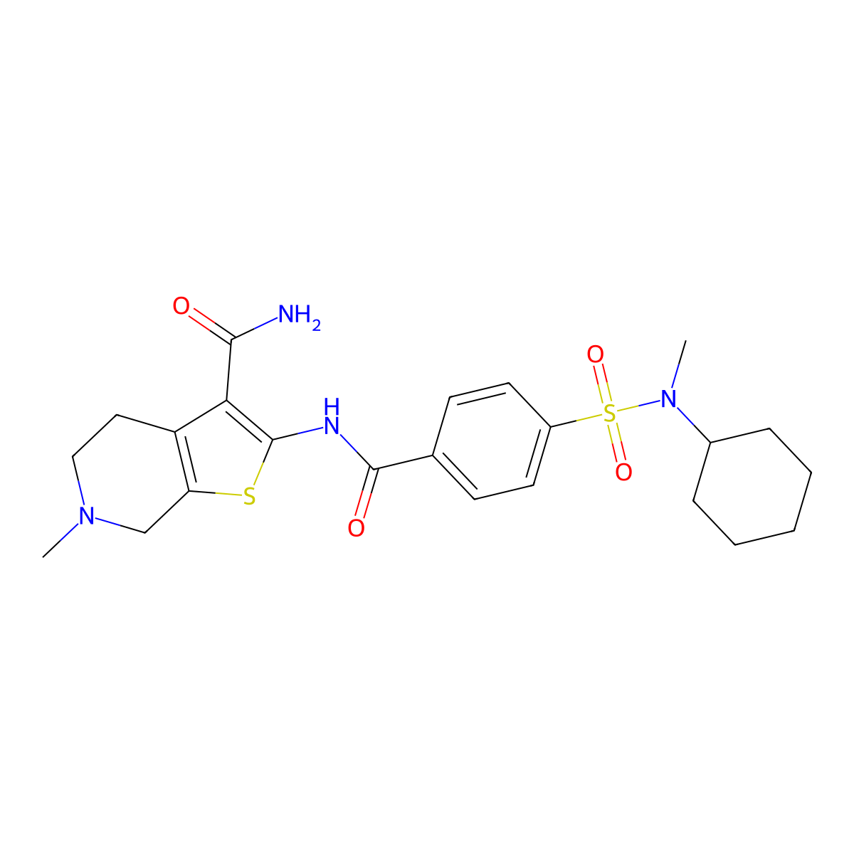 2-(4-(N-cyclohexyl-N-methylsulfamoyl)benzamido)-6-methyl-4,5,6,7-tetrahydrothieno[2,3-c]pyridine-3-carboxamide molecular structure, CAS 449767-12-8