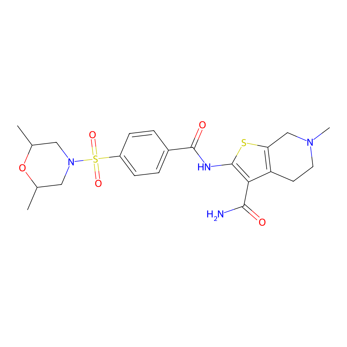 2-(4-((2,6-Dimethylmorpholino)sulfonyl)benzamido)-6-methyl-4,5,6,7-tetrahydrothieno[2,3-c]pyridine-3-carboxamide molecular structure, CAS 449767-20-8