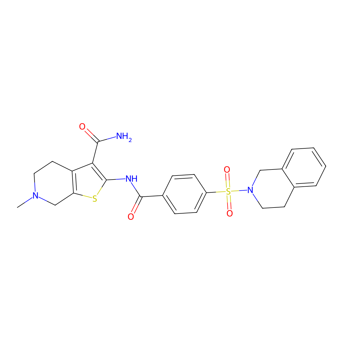 2-(4-((3,4-dihydroisoquinolin-2(1H)-yl)sulfonyl)benzamido)-6-methyl-4,5,6,7-tetrahydrothieno[2,3-c]pyridine-3-carboxamide molecular structure, CAS 449767-24-2