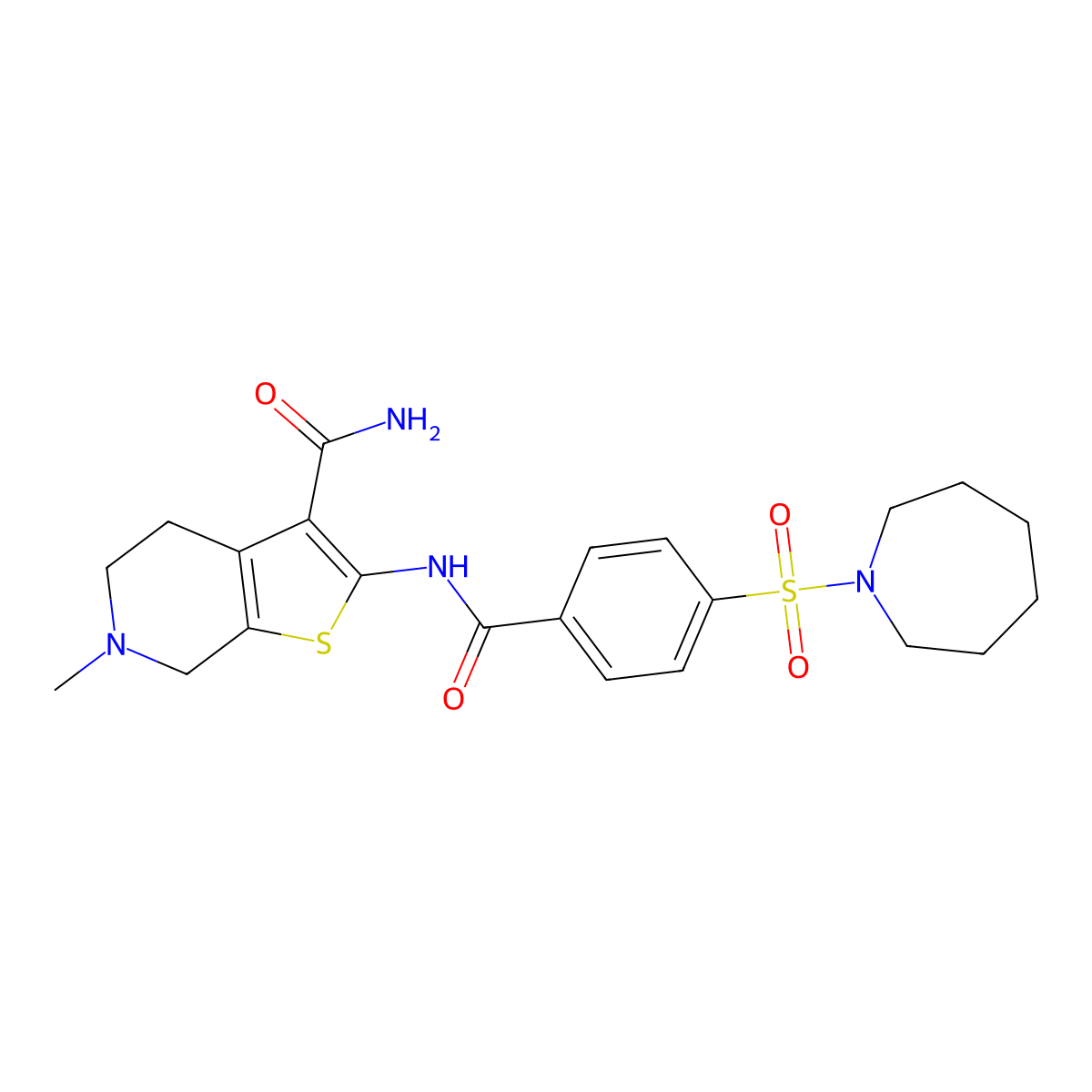 2-(4-(Azepan-1-ylsulfonyl)benzamido)-6-methyl-4,5,6,7-tetrahydrothieno[2,3-c]pyridine-3-carboxamide molecular structure, CAS 449767-26-4