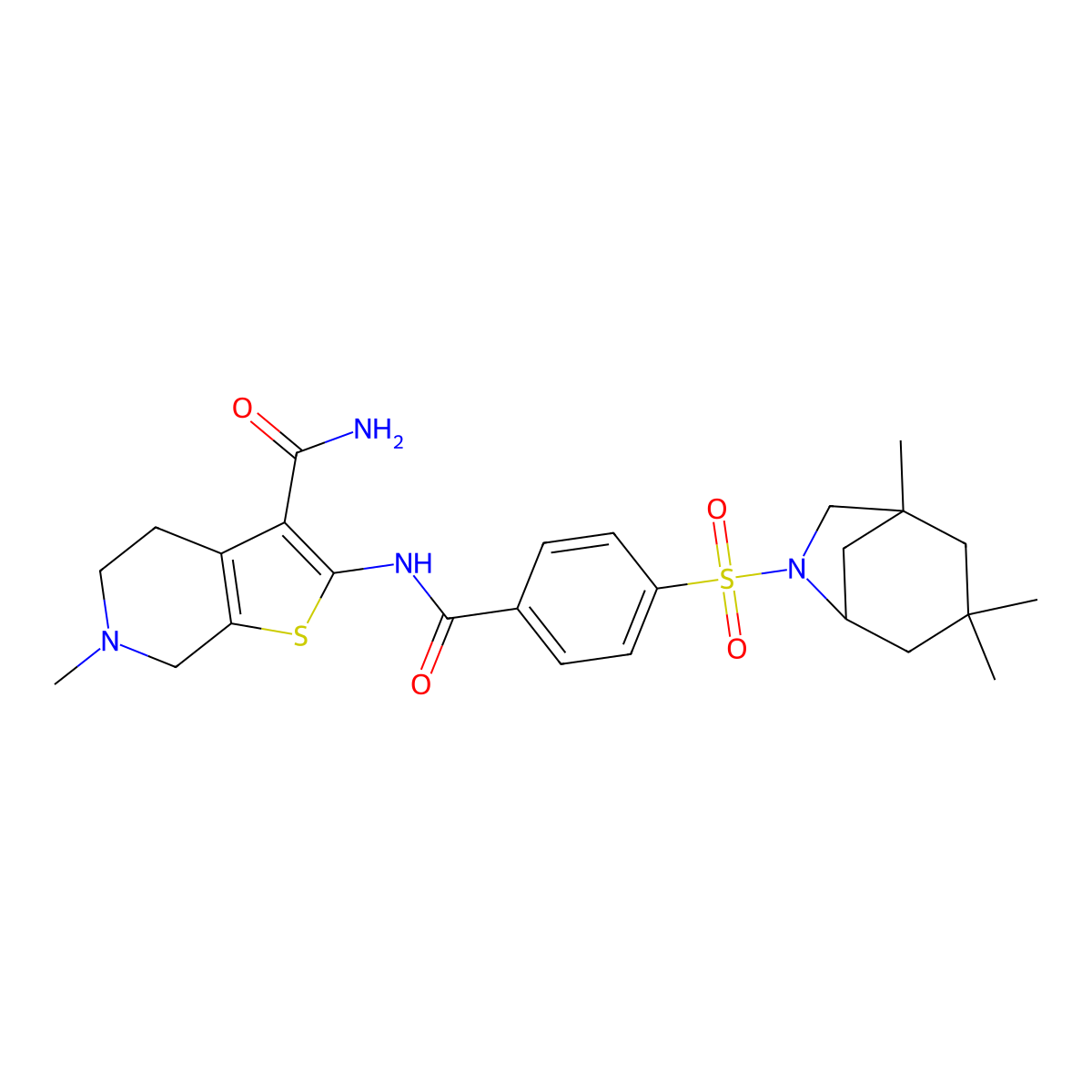 6-Methyl-2-(4-((1,3,3-trimethyl-6-azabicyclo[3.2.1]octan-6-yl)sulfonyl)benzamido)-4,5,6,7-tetrahydrothieno[2,3-c]pyridine-3-carboxamide molecular structure, CAS 449767-27-5