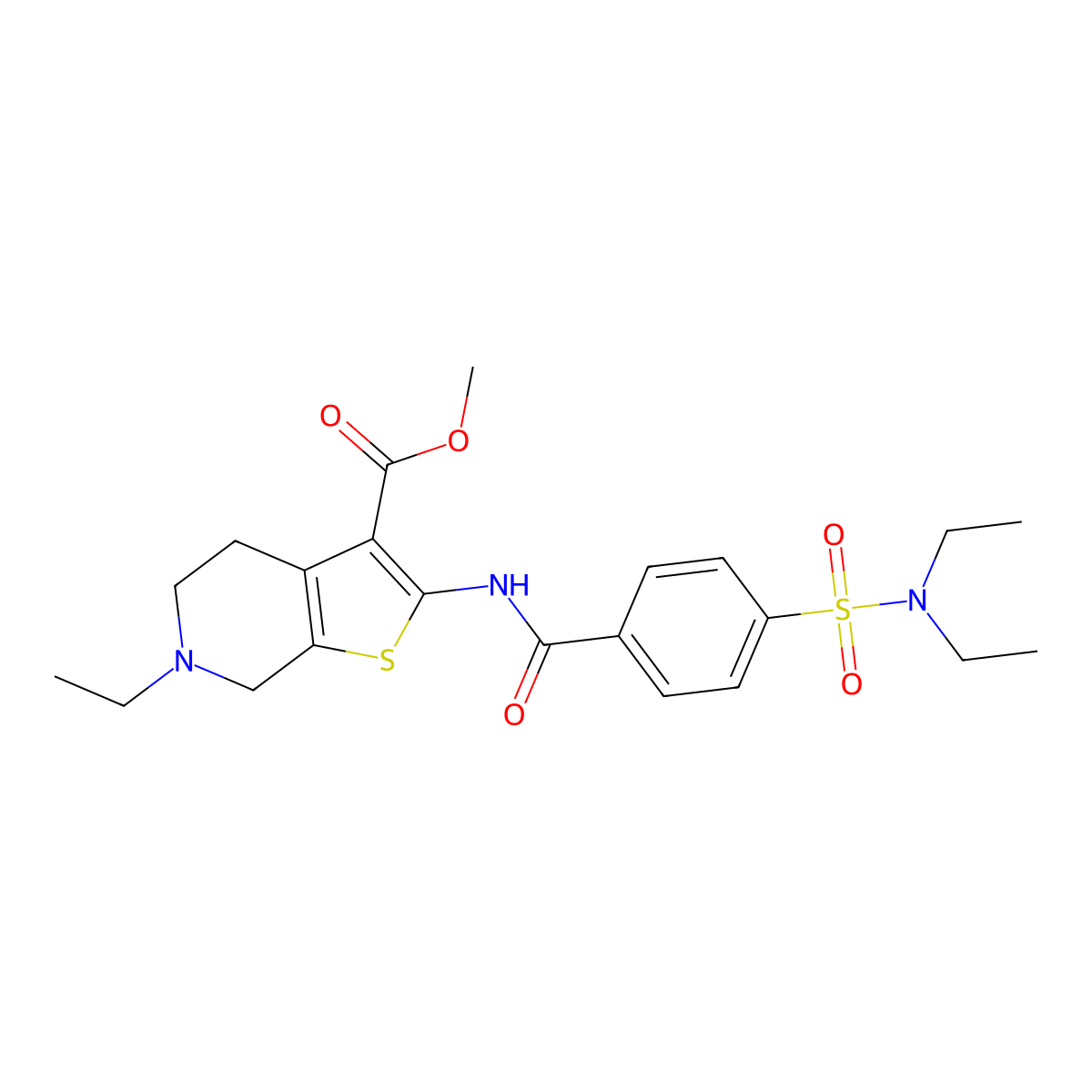 methyl 2-[[4-(diethylsulfamoyl)benzoyl]amino]-6-ethyl-5,7-dihydro-4H-thieno[2,3-c]pyridine-3-carboxylate molecular structure, CAS 449767-29-7