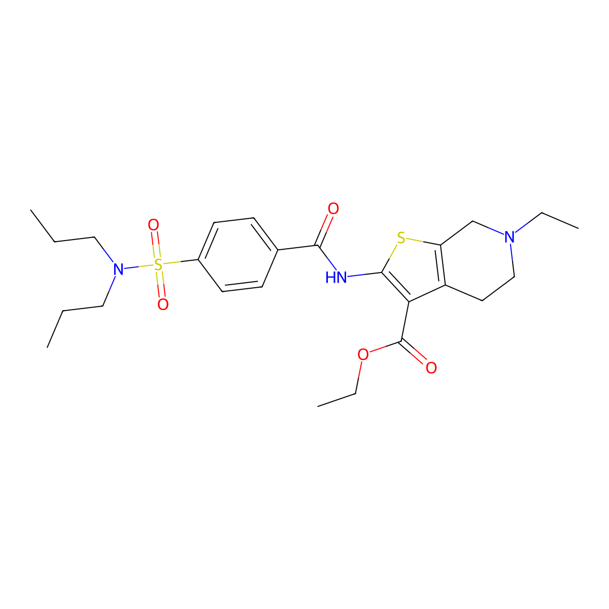 ethyl 2-(4-(N,N-dipropylsulfamoyl)benzamido)-6-ethyl-4,5,6,7-tetrahydrothieno[2,3-c]pyridine-3-carboxylate molecular structure, CAS 449767-47-9