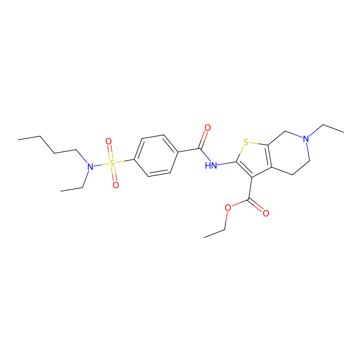 ethyl 2-(4-(N-butyl-N-ethylsulfamoyl)benzamido)-6-ethyl-4,5,6,7-tetrahydrothieno[2,3-c]pyridine-3-carboxylate molecular structure, CAS 449767-51-5