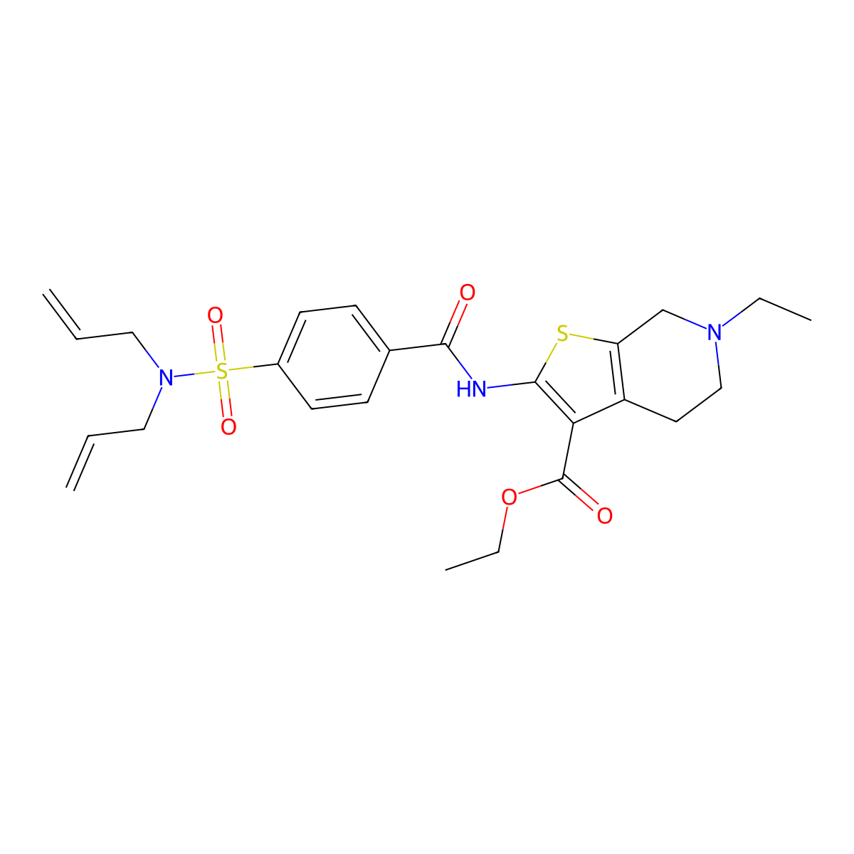 ethyl 2-(4-(N,N-diallylsulfamoyl)benzamido)-6-ethyl-4,5,6,7-tetrahydrothieno[2,3-c]pyridine-3-carboxylate molecular structure, CAS 449767-54-8