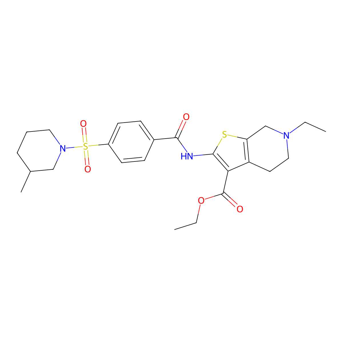 Ethyl 6-ethyl-2-(4-((3-methylpiperidin-1-yl)sulfonyl)benzamido)-4,5,6,7-tetrahydrothieno[2,3-c]pyridine-3-carboxylate molecular structure, CAS 449767-58-2