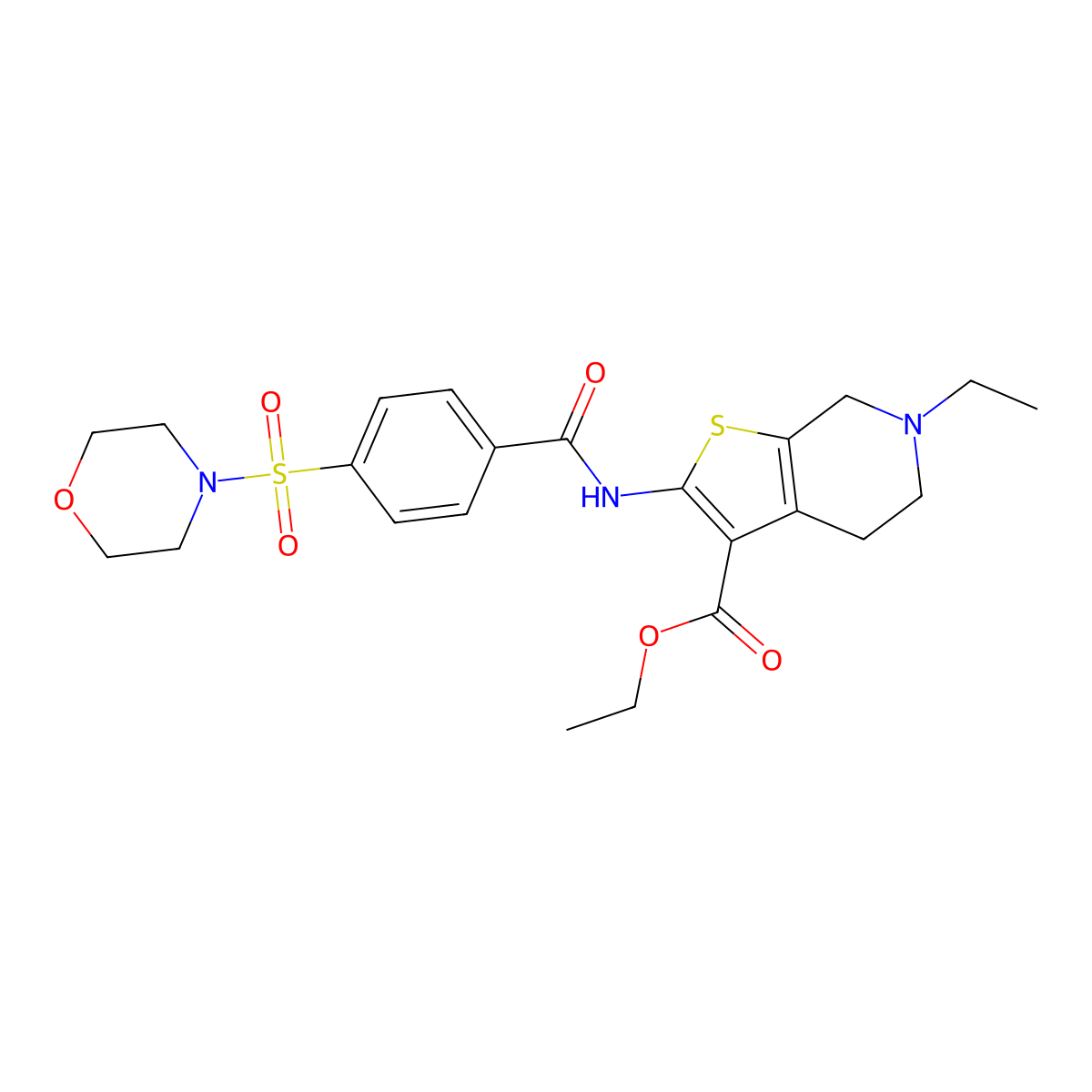 Ethyl 6-ethyl-2-(4-(morpholinosulfonyl)benzamido)-4,5,6,7-tetrahydrothieno[2,3-c]pyridine-3-carboxylate molecular structure, CAS 449767-62-8