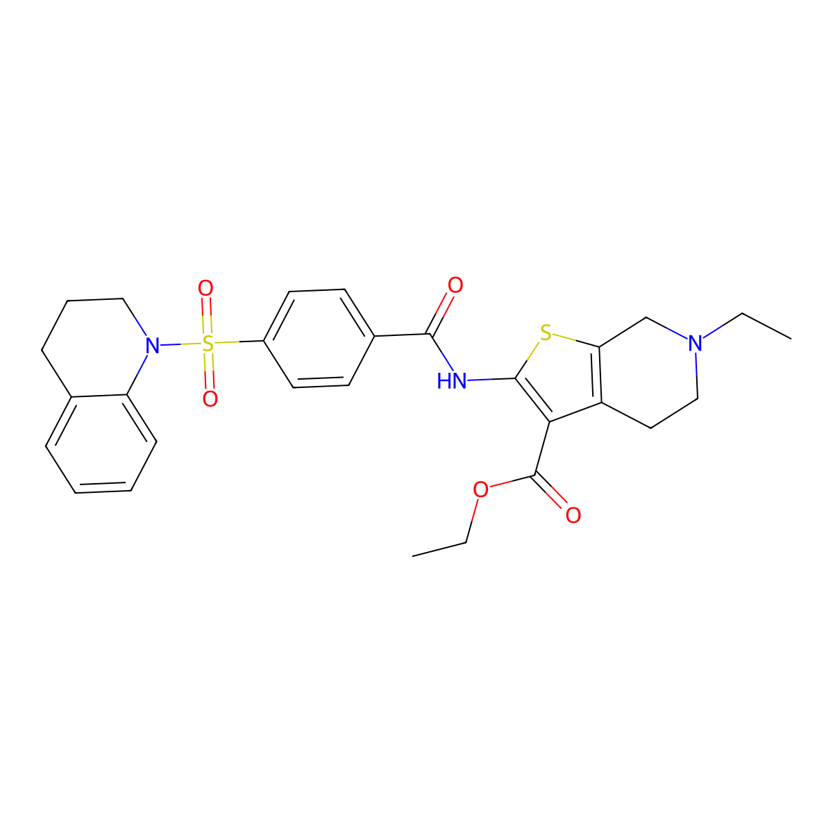 ethyl 2-(4-((3,4-dihydroquinolin-1(2H)-yl)sulfonyl)benzamido)-6-ethyl-4,5,6,7-tetrahydrothieno[2,3-c]pyridine-3-carboxylate molecular structure, CAS 449767-64-0