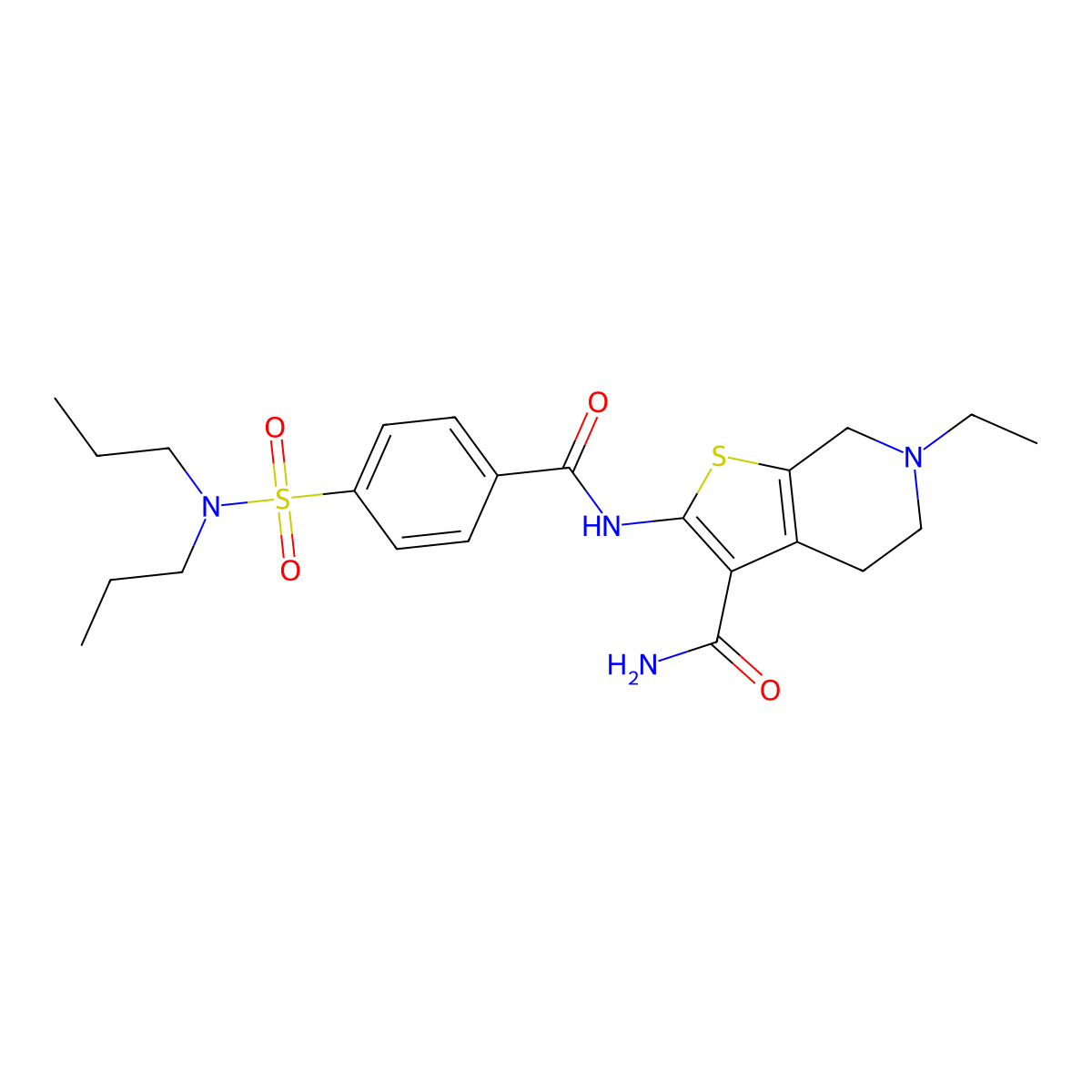 2-(4-(N,N-dipropylsulfamoyl)benzamido)-6-ethyl-4,5,6,7-tetrahydrothieno[2,3-c]pyridine-3-carboxamide molecular structure, CAS 449767-70-8