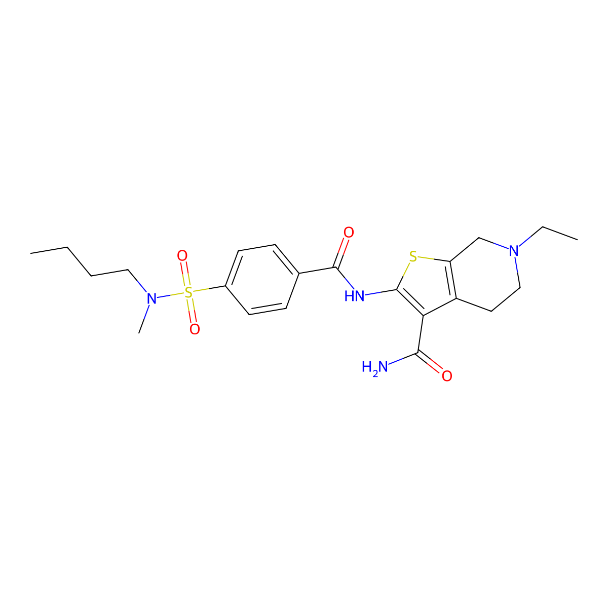 2-(4-(N-butyl-N-methylsulfamoyl)benzamido)-6-ethyl-4,5,6,7-tetrahydrothieno[2,3-c]pyridine-3-carboxamide molecular structure, CAS 449767-73-1
