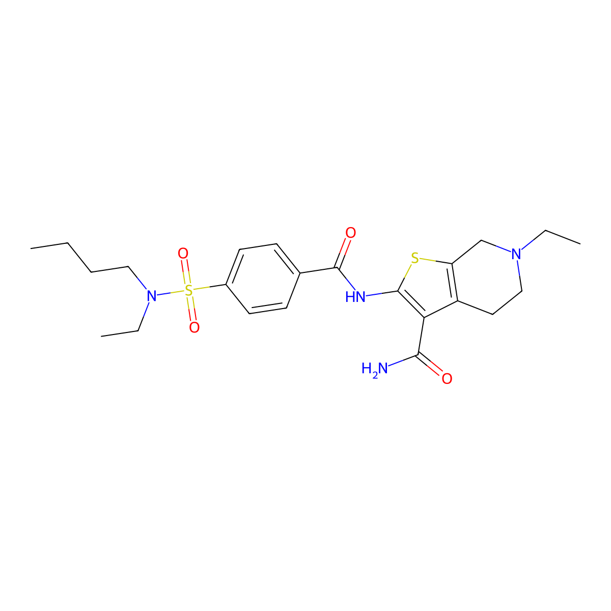 2-[[4-[butyl(ethyl)sulfamoyl]benzoyl]amino]-6-ethyl-5,7-dihydro-4H-thieno[2,3-c]pyridine-3-carboxamide molecular structure, CAS 449767-74-2