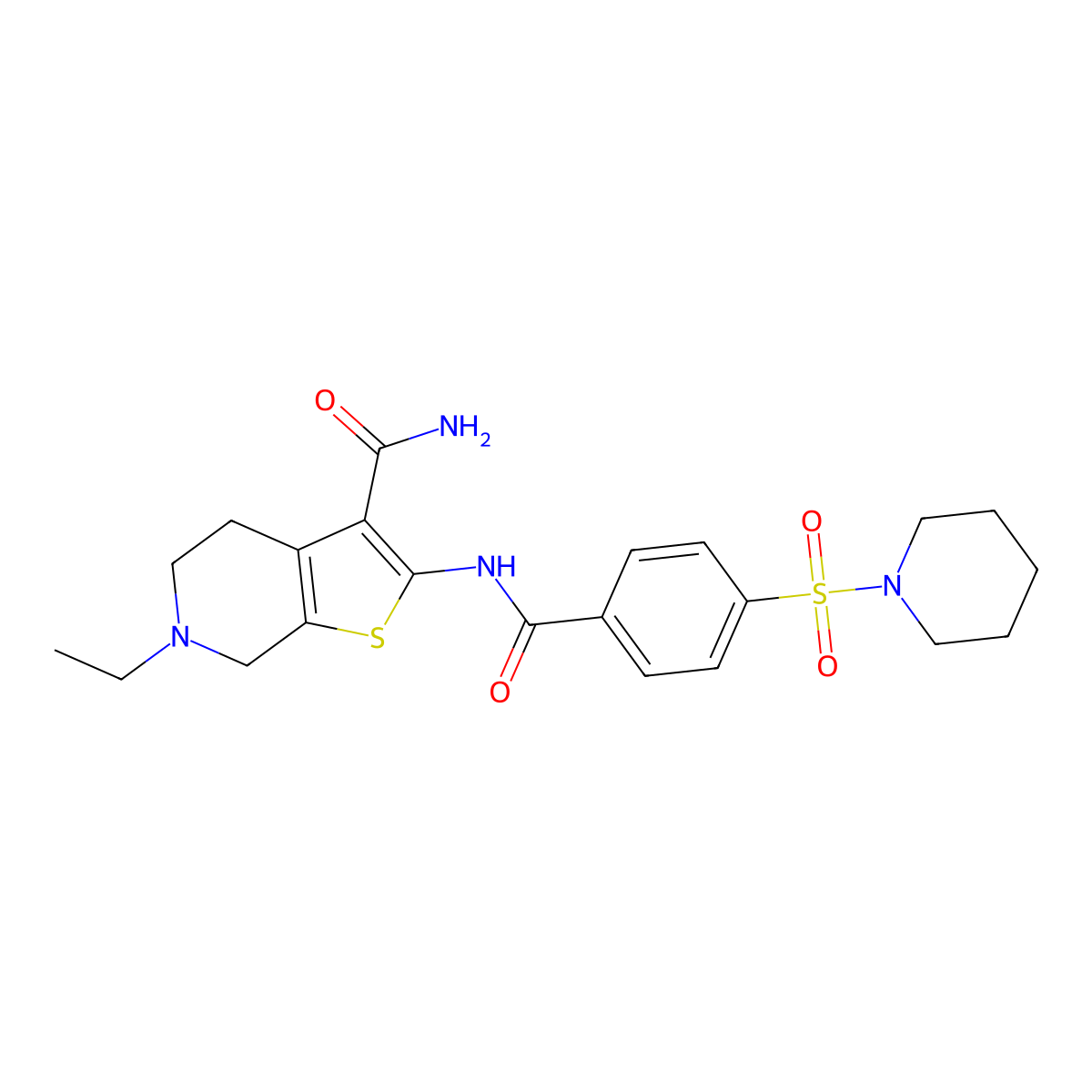 6-Ethyl-2-(4-(piperidin-1-ylsulfonyl)benzamido)-4,5,6,7-tetrahydrothieno[2,3-c]pyridine-3-carboxamide molecular structure, CAS 449767-79-7