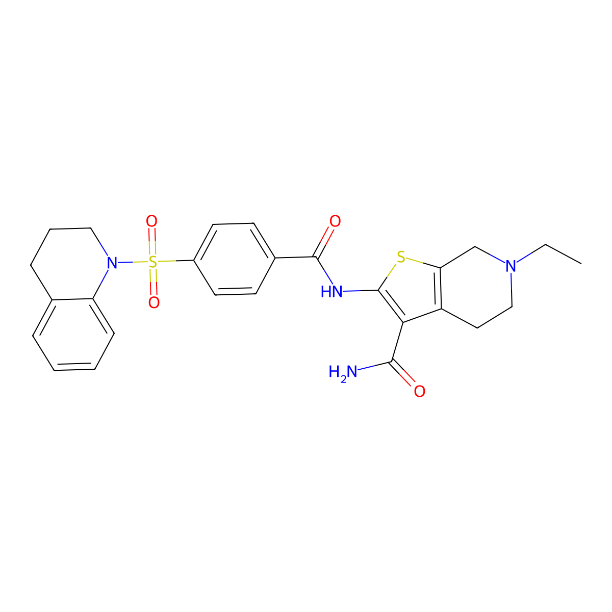2-(4-((3,4-dihydroquinolin-1(2H)-yl)sulfonyl)benzamido)-6-ethyl-4,5,6,7-tetrahydrothieno[2,3-c]pyridine-3-carboxamide molecular structure, CAS 449767-84-4
