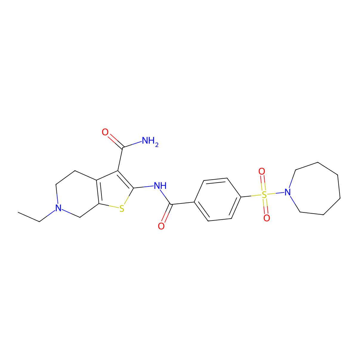 2-(4-(Azepan-1-ylsulfonyl)benzamido)-6-ethyl-4,5,6,7-tetrahydrothieno[2,3-c]pyridine-3-carboxamide molecular structure, CAS 449767-86-6
