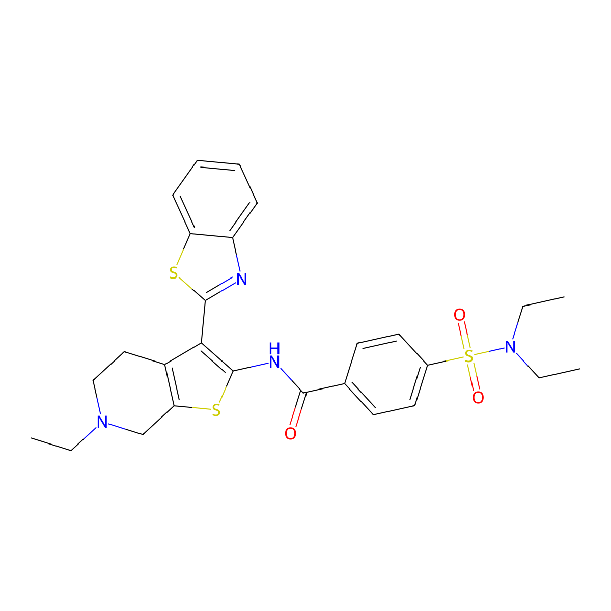 N-[3-(1,3-benzothiazol-2-yl)-6-ethyl-5,7-dihydro-4H-thieno[2,3-c]pyridin-2-yl]-4-(diethylsulfamoyl)benzamide molecular structure, CAS 449767-88-8