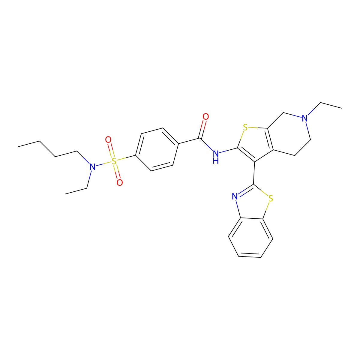 N-[3-(1,3-benzothiazol-2-yl)-6-ethyl-5,7-dihydro-4H-thieno[2,3-c]pyridin-2-yl]-4-[butyl(ethyl)sulfamoyl]benzamide molecular structure, CAS 449767-89-9