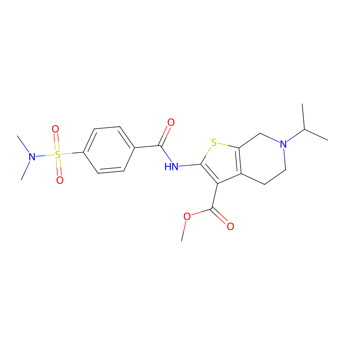 methyl 2-(4-(N,N-dimethylsulfamoyl)benzamido)-6-isopropyl-4,5,6,7-tetrahydrothieno[2,3-c]pyridine-3-carboxylate molecular structure, CAS 449767-91-3
