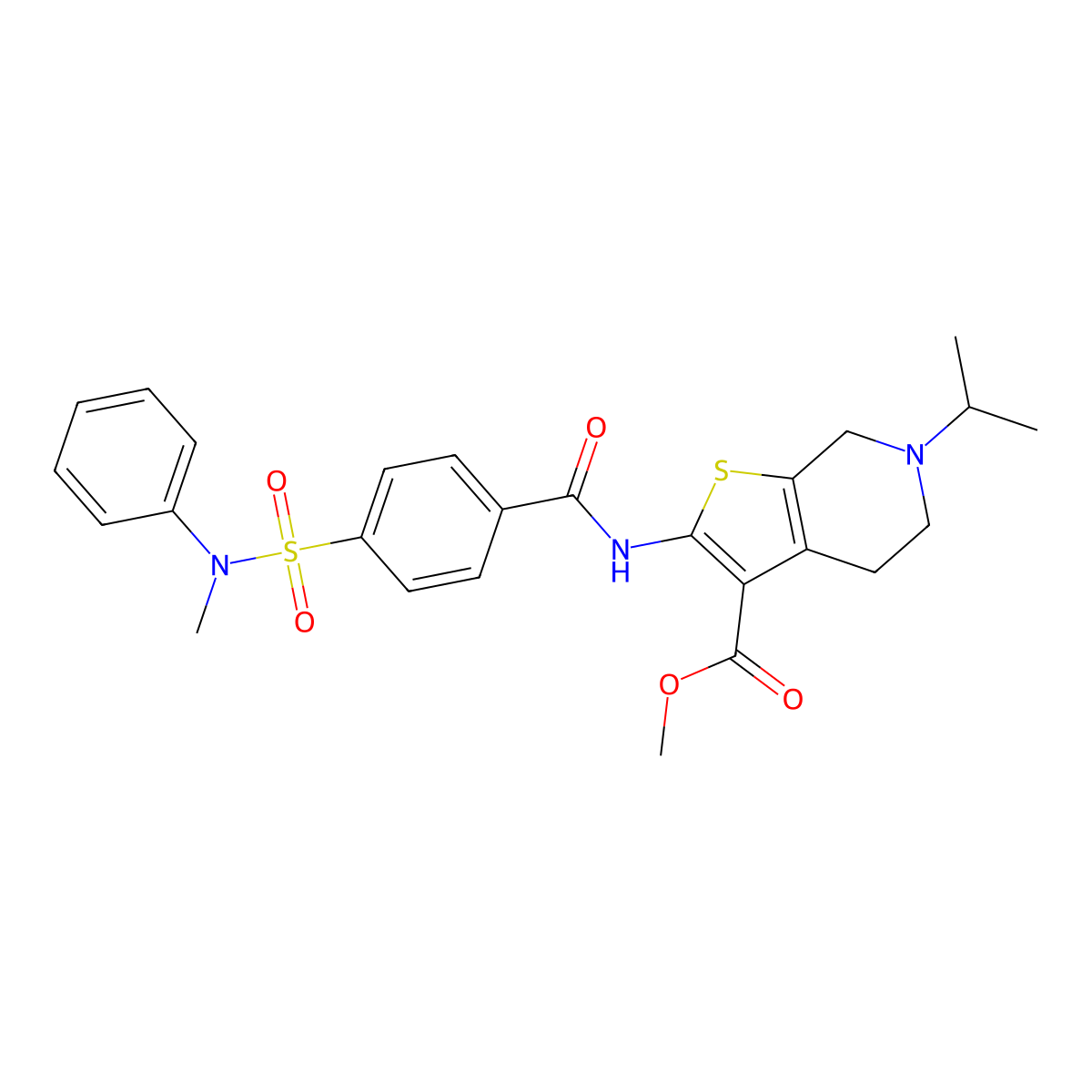 methyl 6-isopropyl-2-(4-(N-methyl-N-phenylsulfamoyl)benzamido)-4,5,6,7-tetrahydrothieno[2,3-c]pyridine-3-carboxylate molecular structure, CAS 449767-97-9