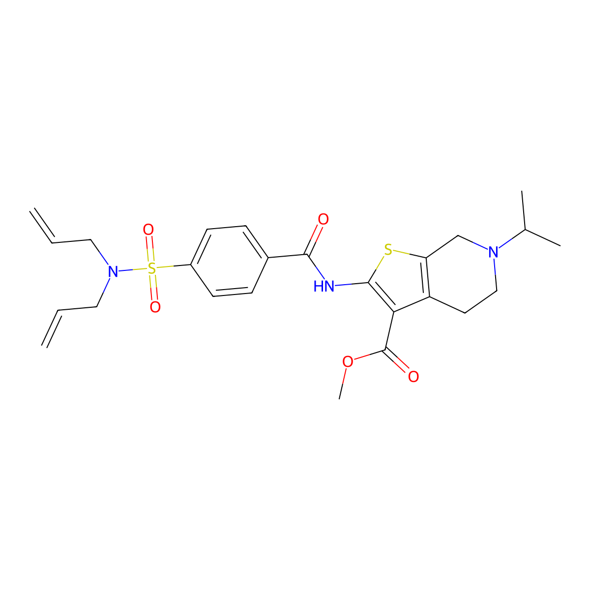 methyl 2-(4-(N,N-diallylsulfamoyl)benzamido)-6-isopropyl-4,5,6,7-tetrahydrothieno[2,3-c]pyridine-3-carboxylate molecular structure, CAS 449767-98-0