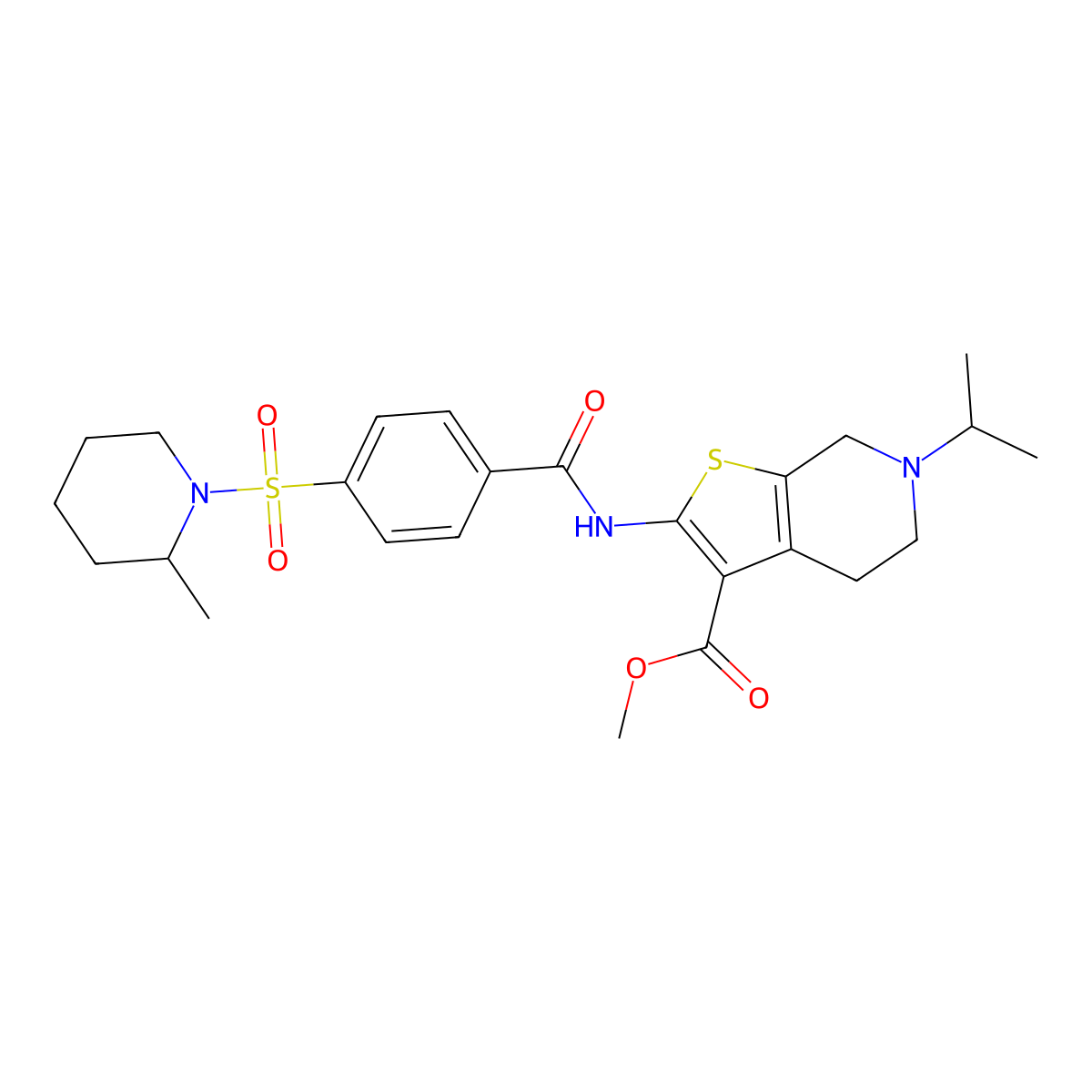 Methyl 6-isopropyl-2-(4-((2-methylpiperidin-1-yl)sulfonyl)benzamido)-4,5,6,7-tetrahydrothieno[2,3-c]pyridine-3-carboxylate molecular structure, CAS 449768-01-8