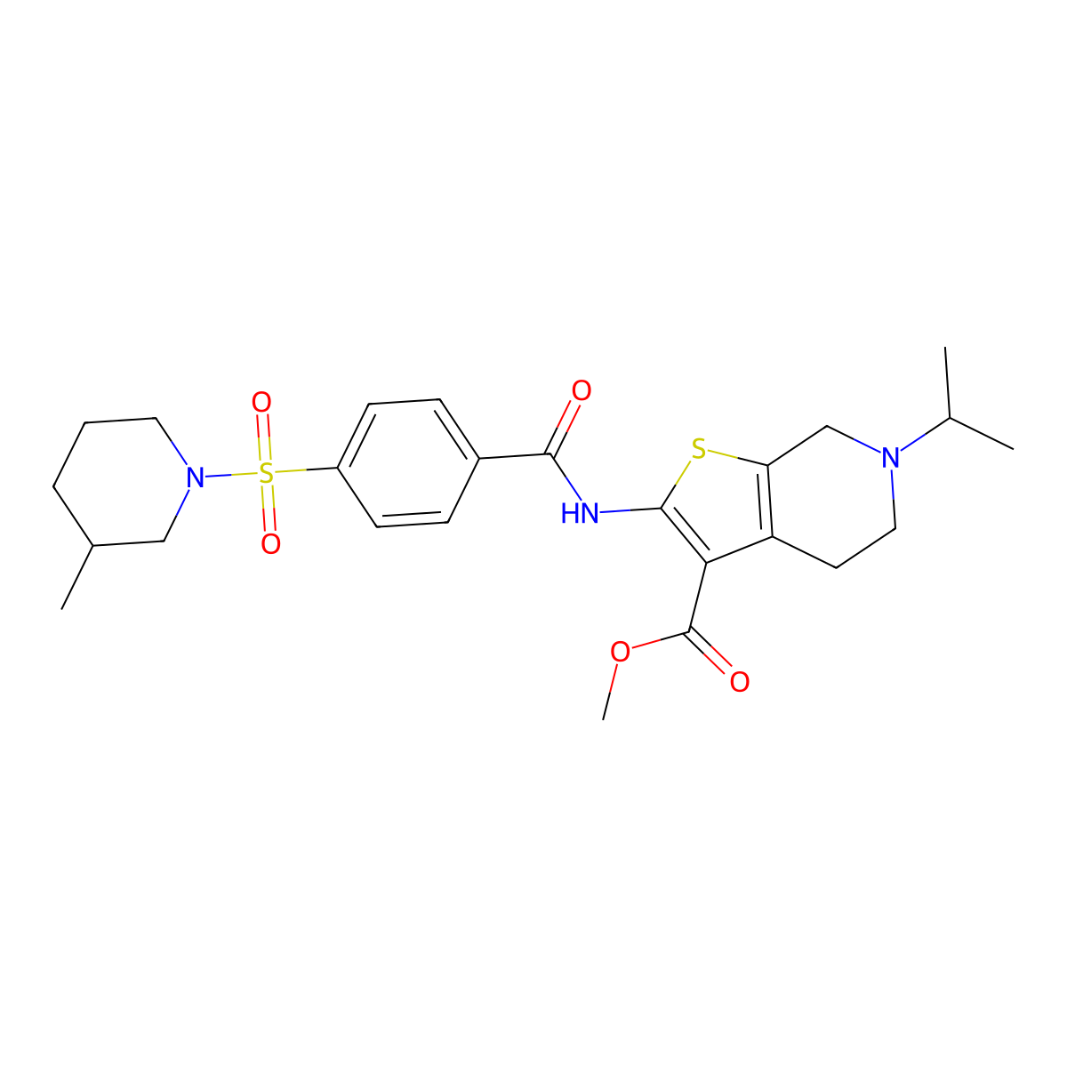 Methyl 6-isopropyl-2-(4-((3-methylpiperidin-1-yl)sulfonyl)benzamido)-4,5,6,7-tetrahydrothieno[2,3-c]pyridine-3-carboxylate molecular structure, CAS 449768-02-9