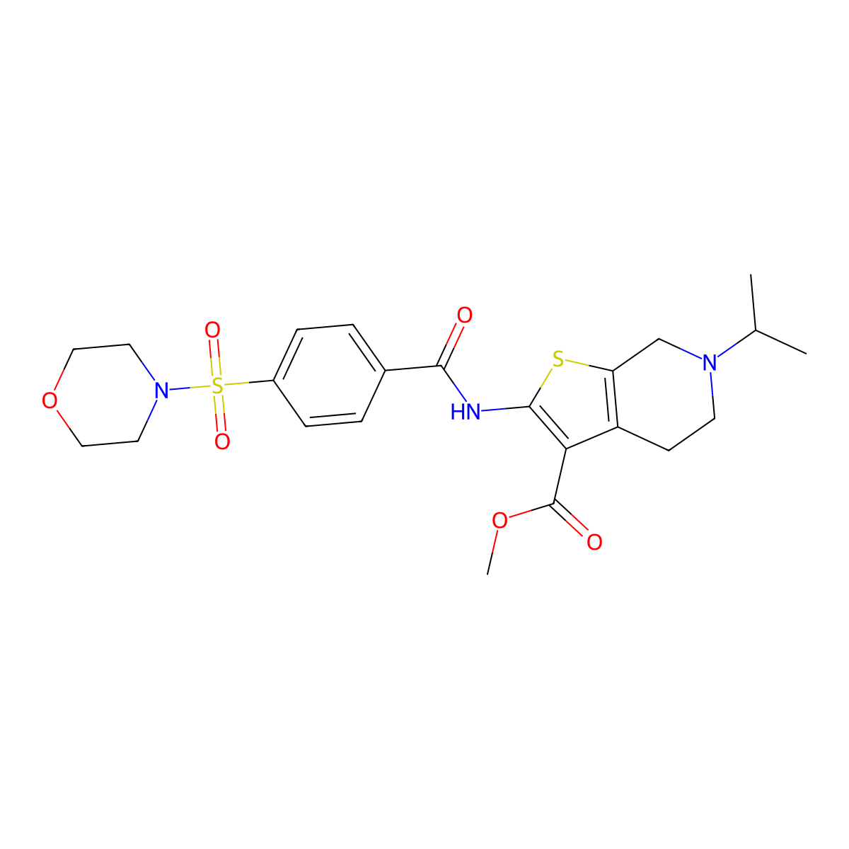 Methyl 6-isopropyl-2-(4-(morpholinosulfonyl)benzamido)-4,5,6,7-tetrahydrothieno[2,3-c]pyridine-3-carboxylate molecular structure, CAS 449768-06-3
