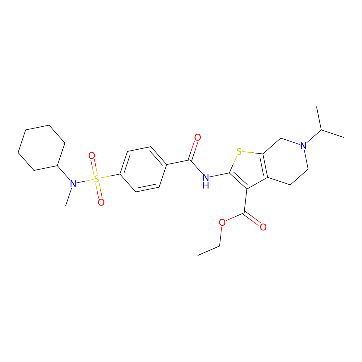 ethyl 2-(4-(N-cyclohexyl-N-methylsulfamoyl)benzamido)-6-isopropyl-4,5,6,7-tetrahydrothieno[2,3-c]pyridine-3-carboxylate molecular structure, CAS 449768-17-6