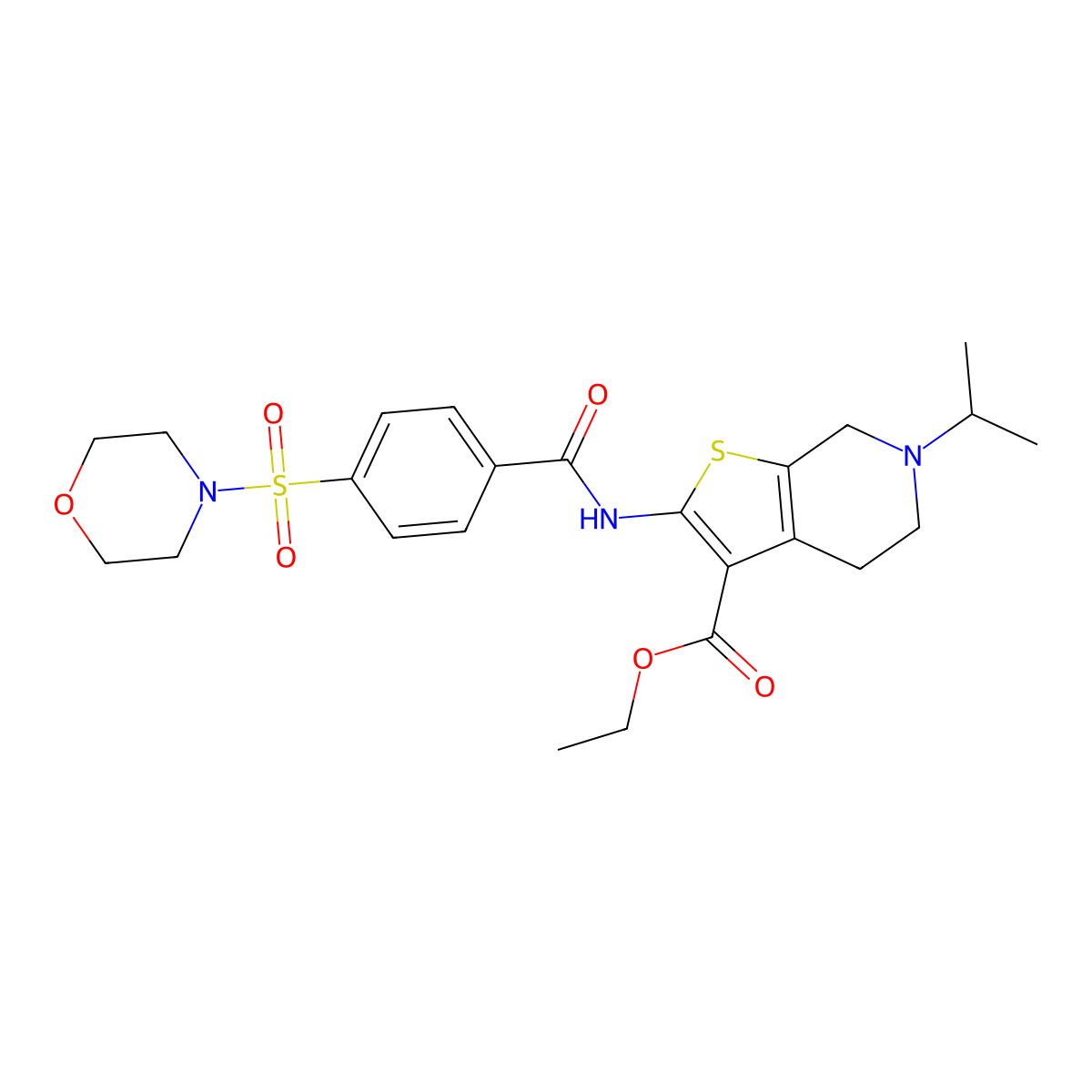Ethyl 6-isopropyl-2-(4-(morpholinosulfonyl)benzamido)-4,5,6,7-tetrahydrothieno[2,3-c]pyridine-3-carboxylate molecular structure, CAS 449768-35-8
