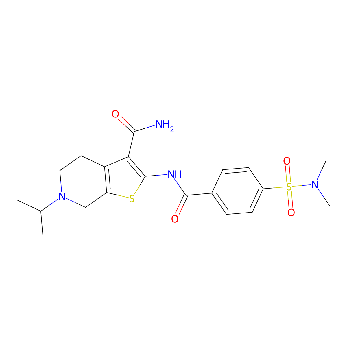 2-(4-(N,N-dimethylsulfamoyl)benzamido)-6-isopropyl-4,5,6,7-tetrahydrothieno[2,3-c]pyridine-3-carboxamide molecular structure, CAS 449768-39-2