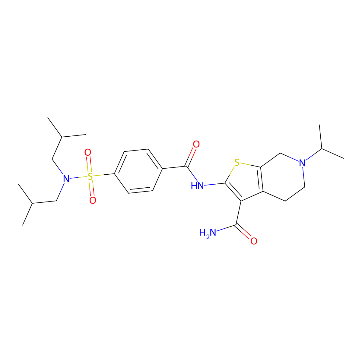 2-[[4-[bis(2-methylpropyl)sulfamoyl]benzoyl]amino]-6-propan-2-yl-5,7-dihydro-4H-thieno[2,3-c]pyridine-3-carboxamide molecular structure, CAS 449768-45-0