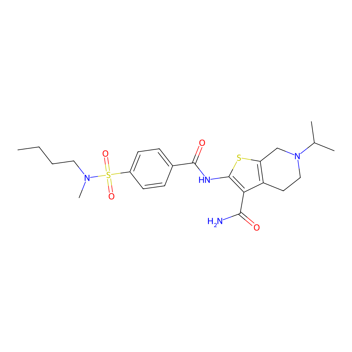 2-(4-(N-butyl-N-methylsulfamoyl)benzamido)-6-isopropyl-4,5,6,7-tetrahydrothieno[2,3-c]pyridine-3-carboxamide molecular structure, CAS 449768-49-4