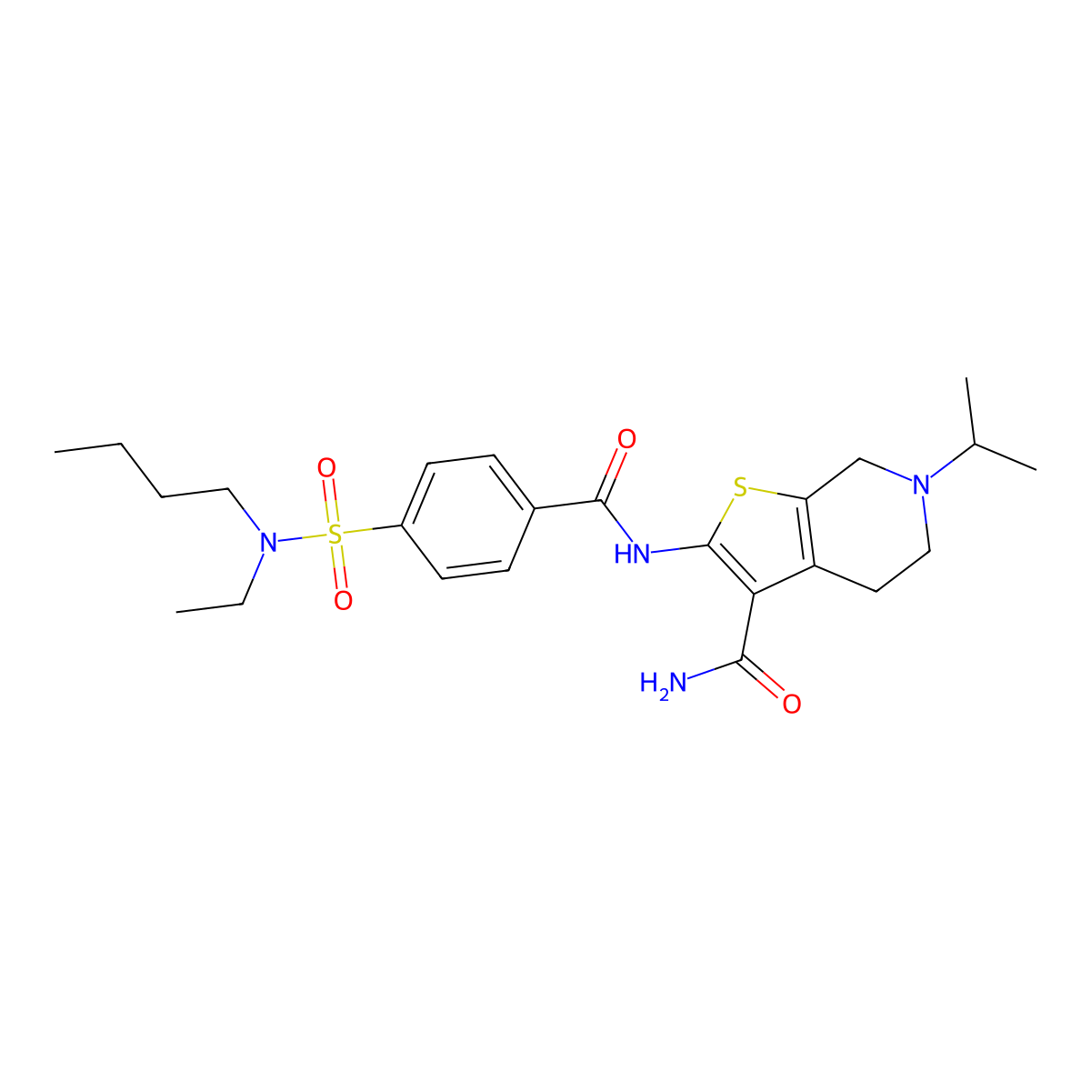 2-[[4-[butyl(ethyl)sulfamoyl]benzoyl]amino]-6-propan-2-yl-5,7-dihydro-4H-thieno[2,3-c]pyridine-3-carboxamide molecular structure, CAS 449768-51-8