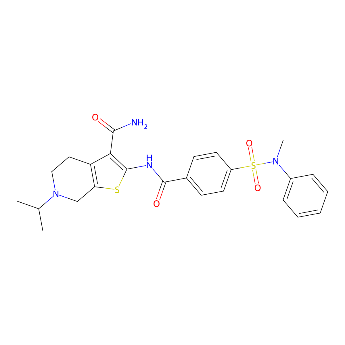 6-isopropyl-2-(4-(N-methyl-N-phenylsulfamoyl)benzamido)-4,5,6,7-tetrahydrothieno[2,3-c]pyridine-3-carboxamide molecular structure, CAS 449768-53-0