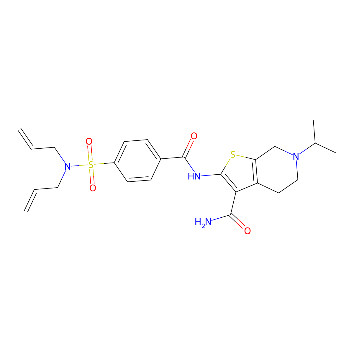 2-[[4-[bis(prop-2-enyl)sulfamoyl]benzoyl]amino]-6-propan-2-yl-5,7-dihydro-4H-thieno[2,3-c]pyridine-3-carboxamide molecular structure, CAS 449768-57-4