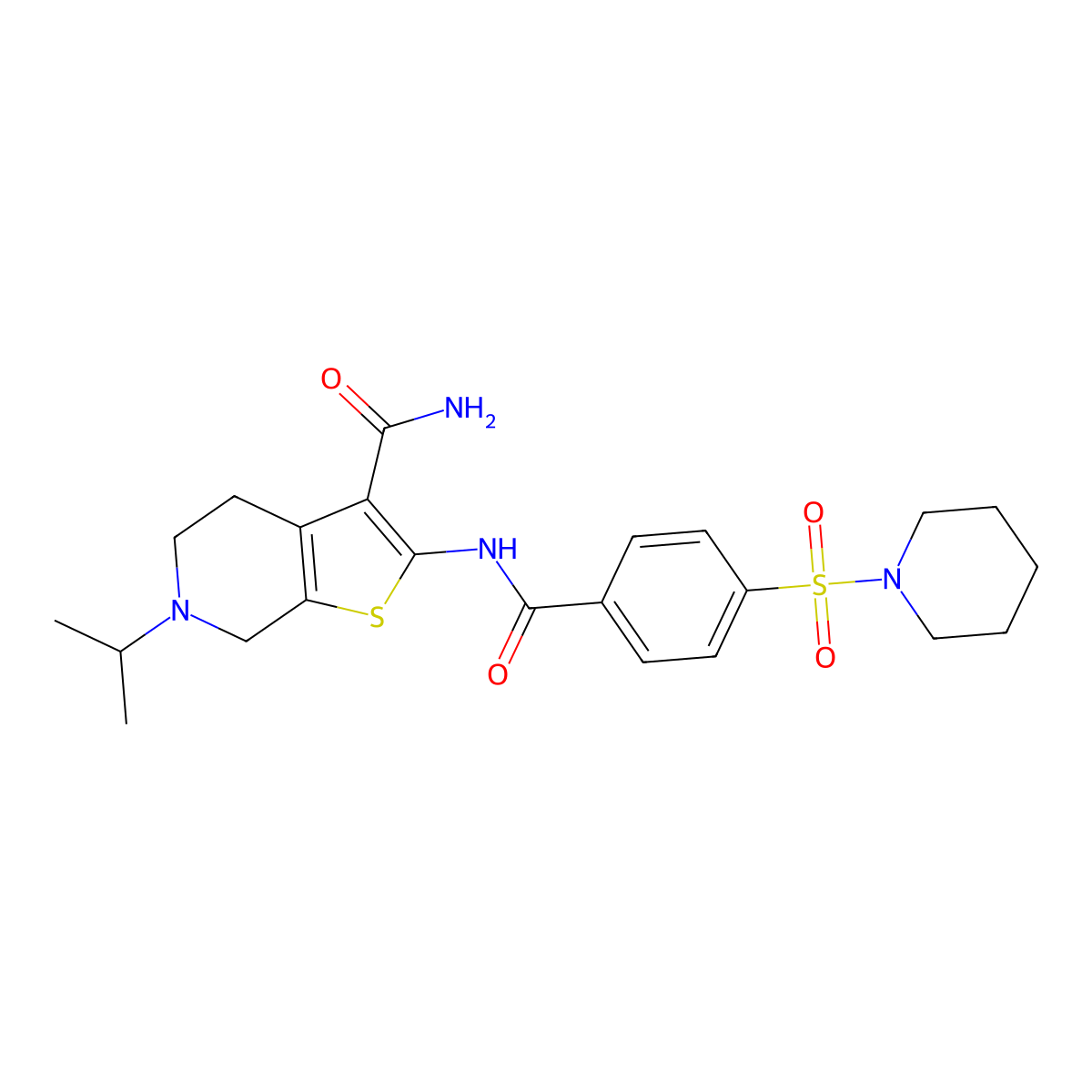 6-Isopropyl-2-(4-(piperidin-1-ylsulfonyl)benzamido)-4,5,6,7-tetrahydrothieno[2,3-c]pyridine-3-carboxamide molecular structure, CAS 449768-61-0