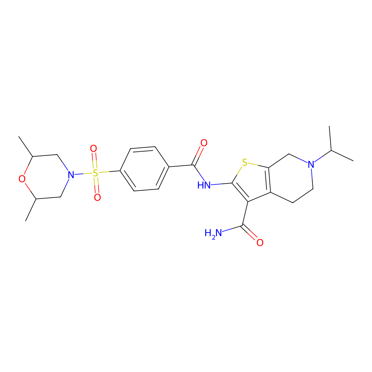 2-(4-((2,6-Dimethylmorpholino)sulfonyl)benzamido)-6-isopropyl-4,5,6,7-tetrahydrothieno[2,3-c]pyridine-3-carboxamide molecular structure, CAS 449768-69-8