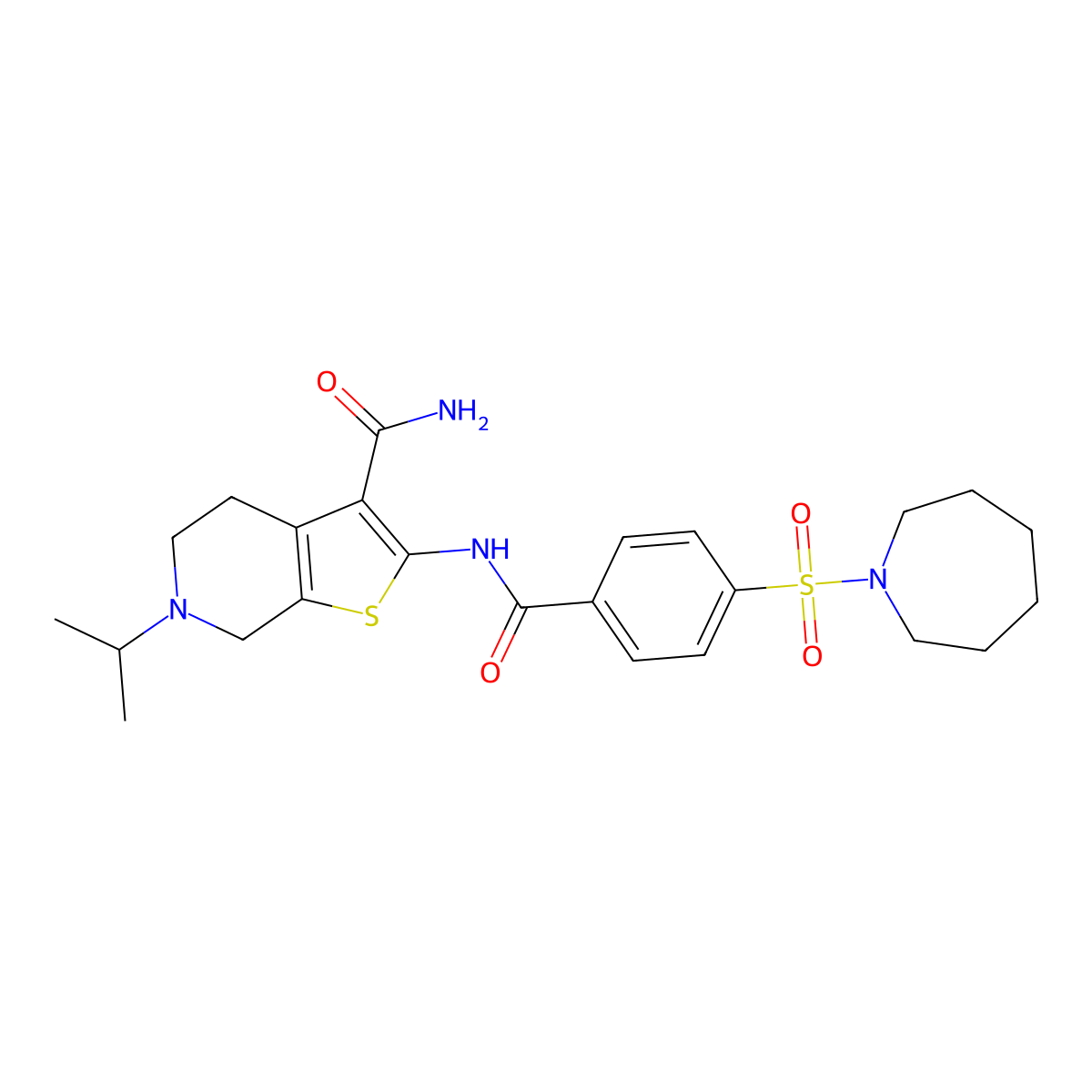 2-(4-(Azepan-1-ylsulfonyl)benzamido)-6-isopropyl-4,5,6,7-tetrahydrothieno[2,3-c]pyridine-3-carboxamide molecular structure, CAS 449768-81-4